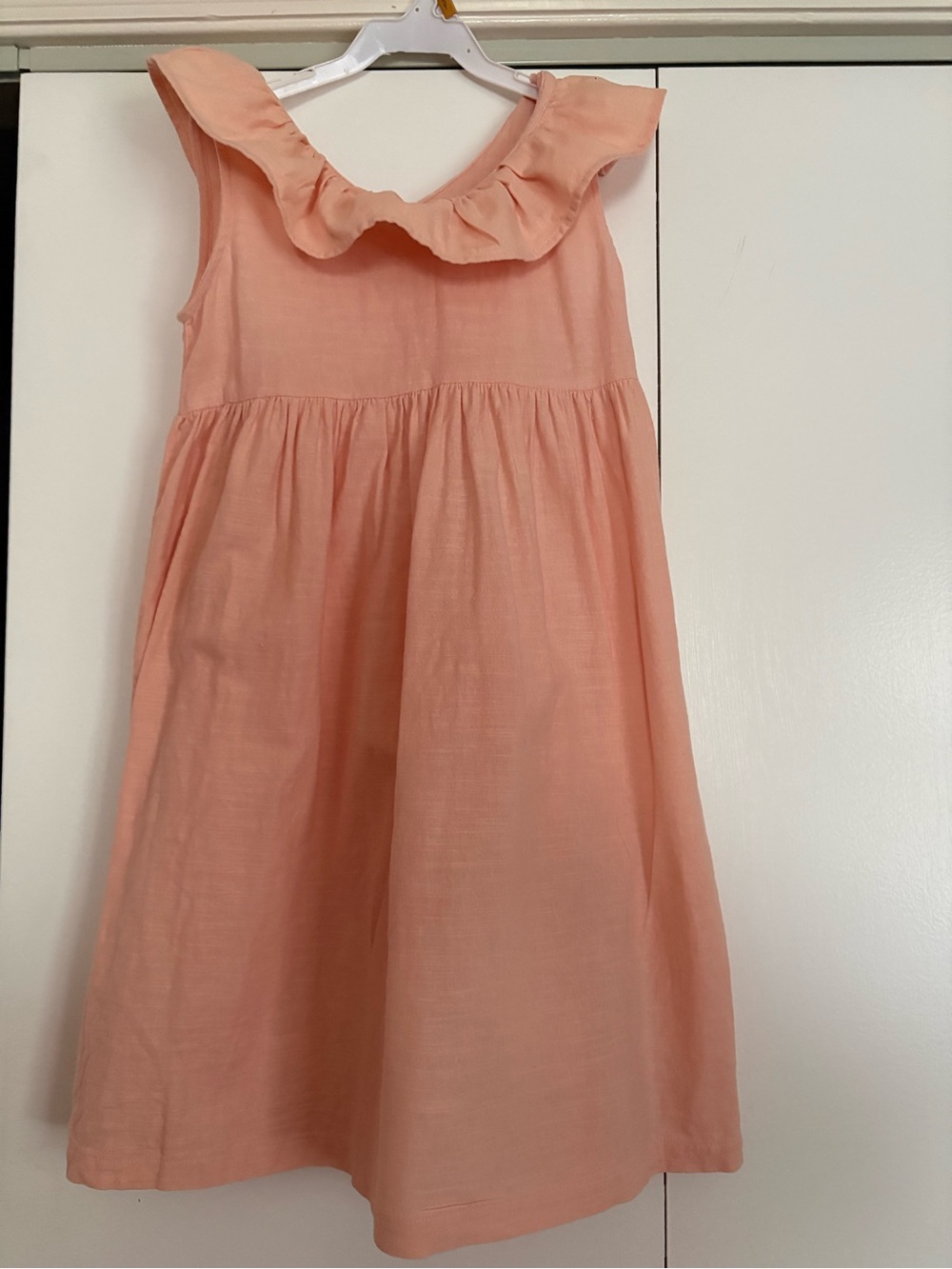 Cotton On Peach Ruffle-Neck Linen Girls' Casual Dress